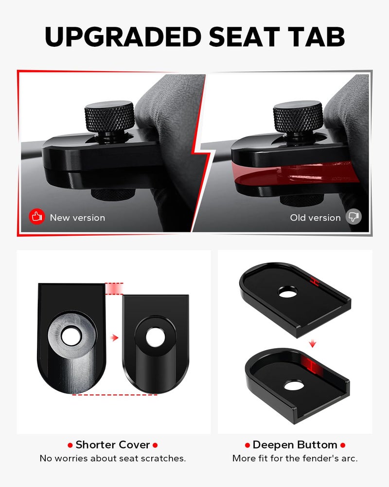 Amazicha Black Aluminium Seat Bolt Tab Screw Mount Knob Cover Compatible with Harley Davidson 1996-2024 - Image 3